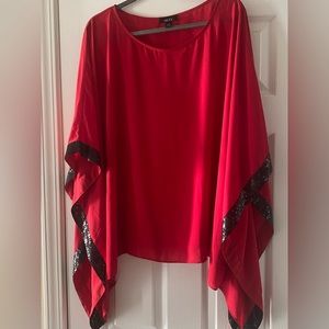 Red ALYX Sequins women’s loose sleeve batwing boho blouse size 1X NWOT